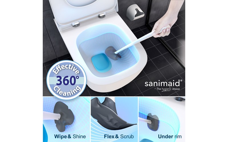 Sanimaid WC borstel met houder - Zwart