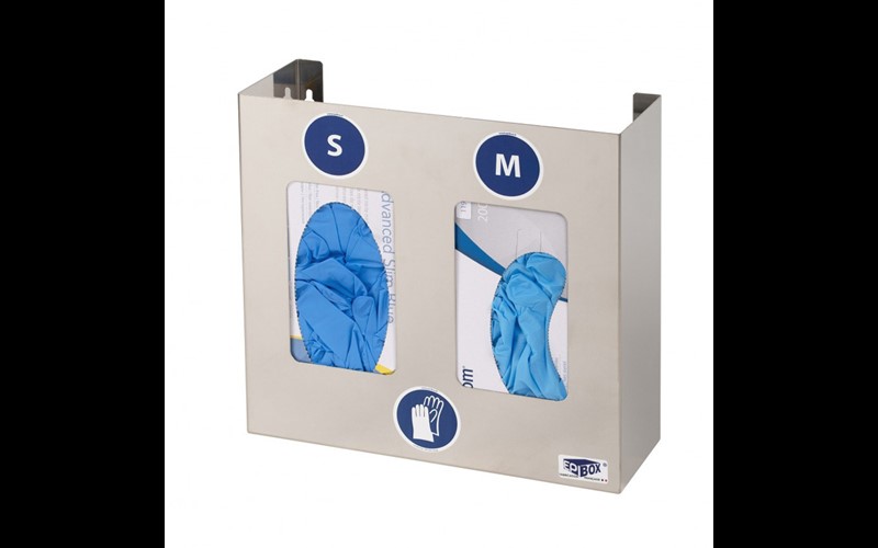 Distributeur p. gants jetables - inox pour 2 boîtes