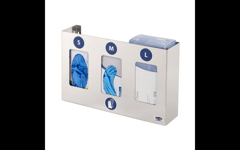 Distributeur p. gants jetables - inox pour 3 boîtes