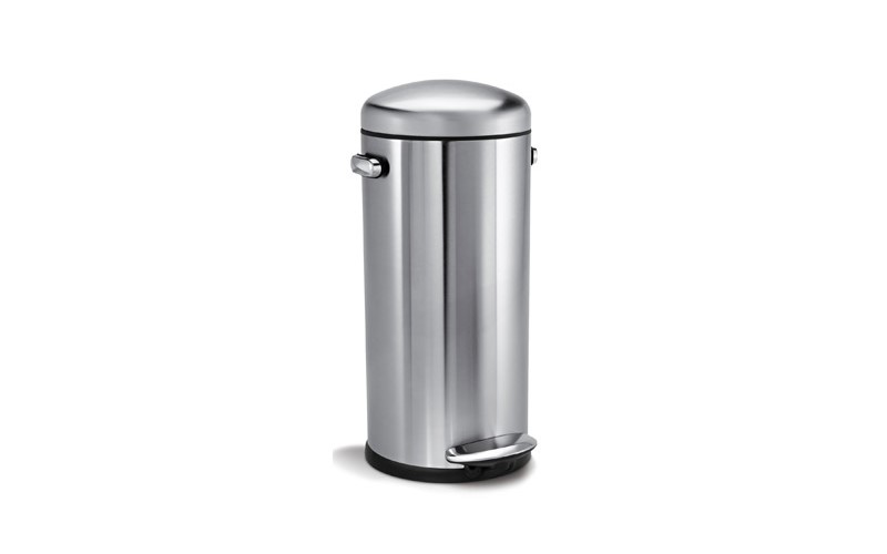 Poubelle Round Retro Step Can - inox mat - 30L, Simplehuman