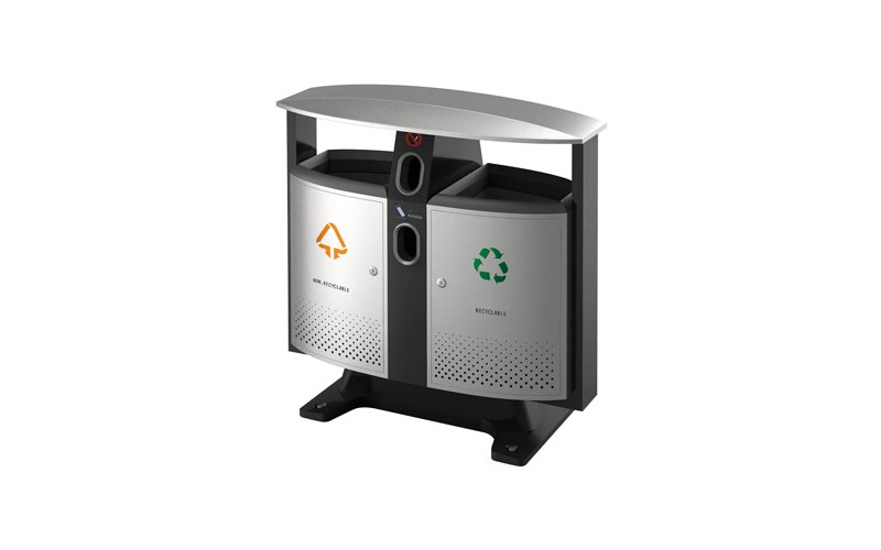 Abfallbehälter für draußen Abfalltrennung -  Batterien Fach, EKO