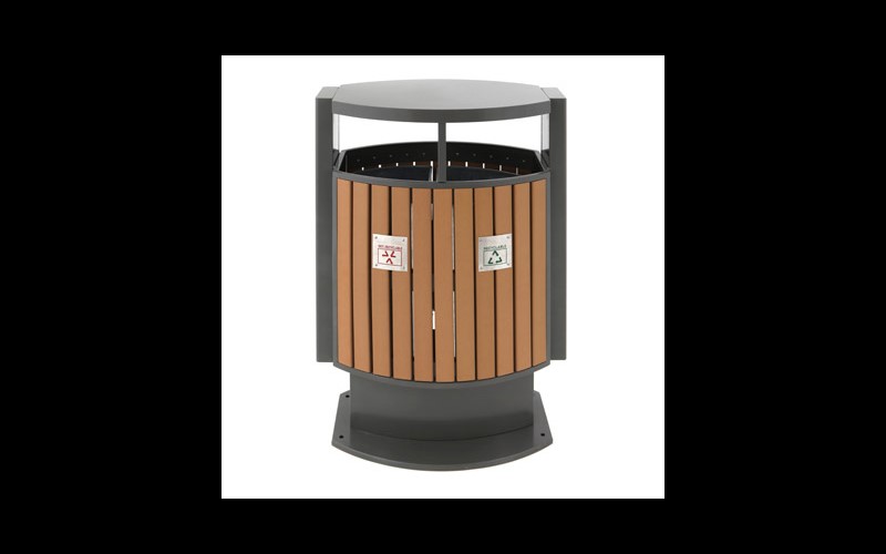 Buitenafvalbak afvalscheiding houtlook, EKO - 78 Liter