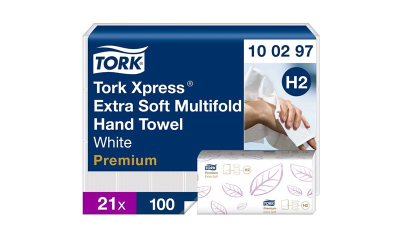 100297 - Tork Xpress® Extra Zachte Multifold Handdoek 2-laags XL Wit H2 Premium - 2100bl