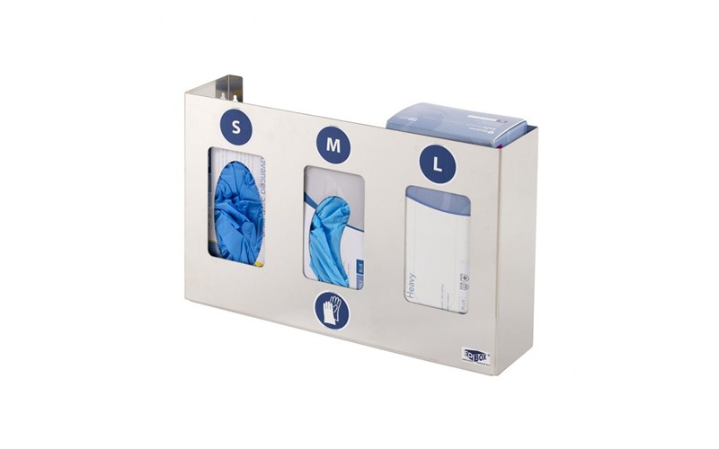 Distributeur p. gants jetables - inox pour 3 boîtes