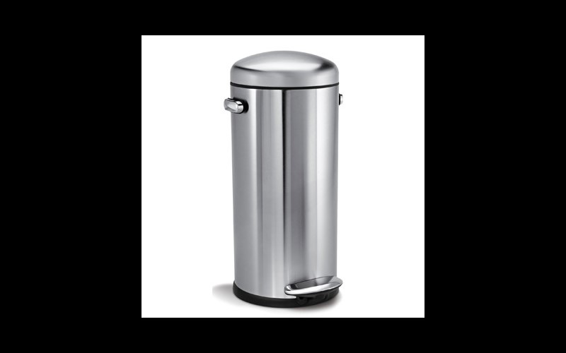 Poubelle Round Retro Step Can - inox mat - 30L, Simplehuman